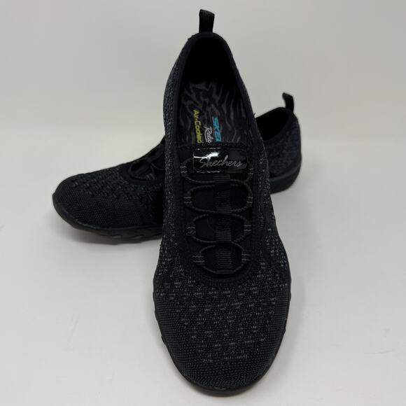 Skechers Breathe Easy Slip Ons Relaxed Fit Womens Sz 7 1/2 Black Sporty - Picture 9 of 16